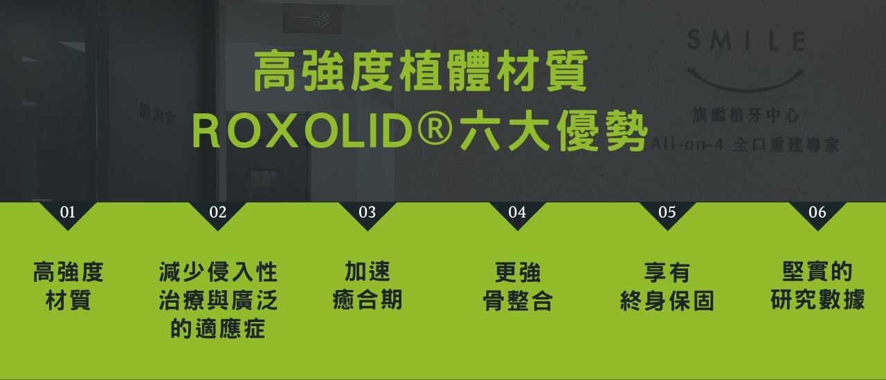 高強度植體材質Roxolid®六大優勢：