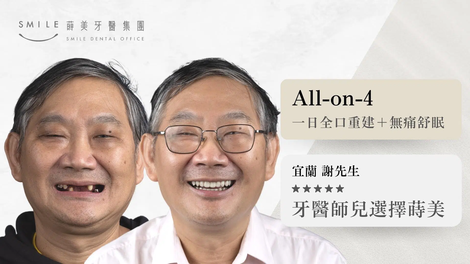 蒔美全口重建All-on-4案例 (2)｜台北新北蒔美牙醫集團｜All-on-4全口重建/植牙專科醫師團隊